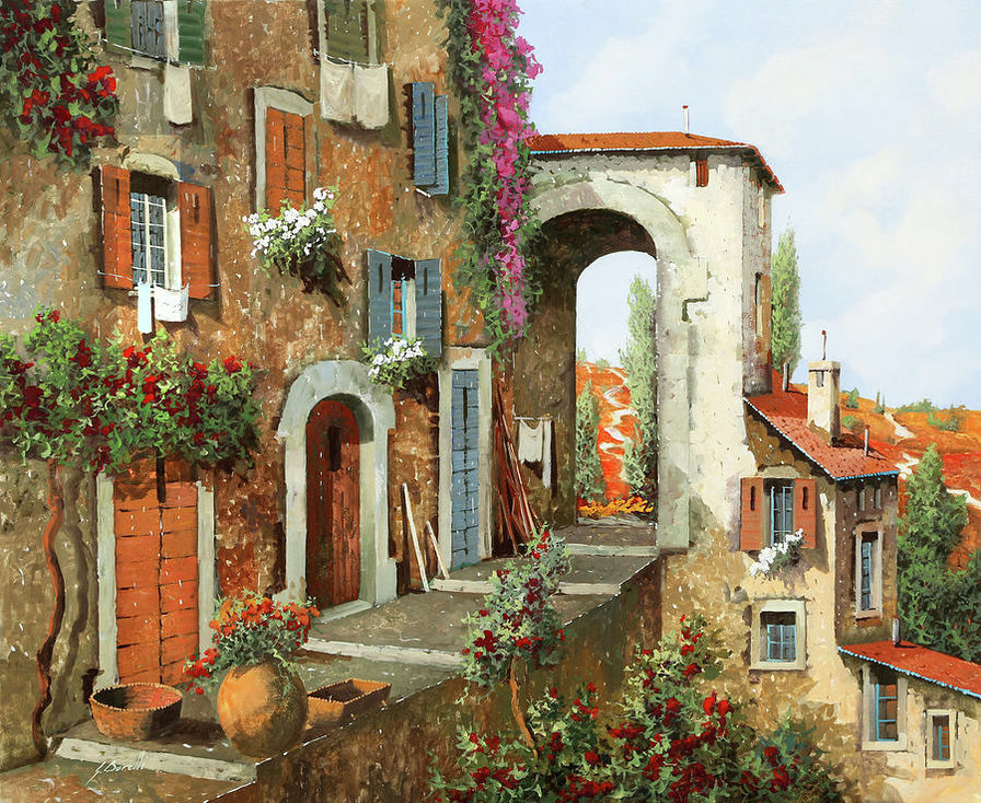 №1607171 - цветы, поля, город, окна - оригинал