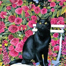 Оригинал схемы вышивки «чёрный кот» (№1608694)