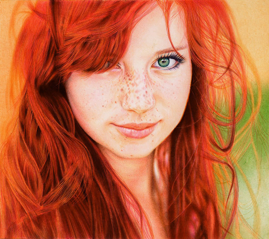 Девушка с рыжими волосами - девушка, портрет - оригинал