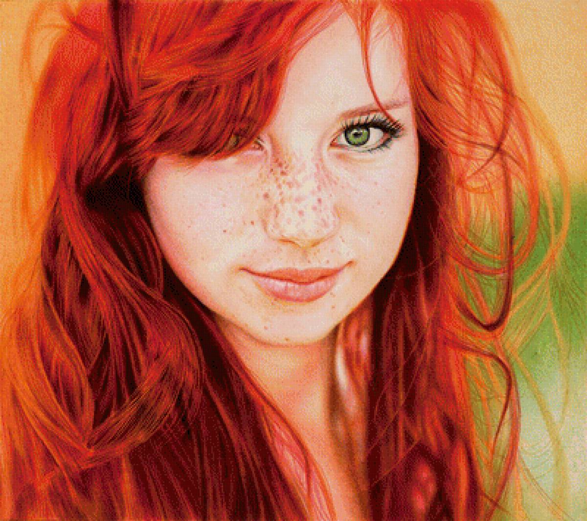 Девушка с рыжими волосами - девушка, портрет - предпросмотр