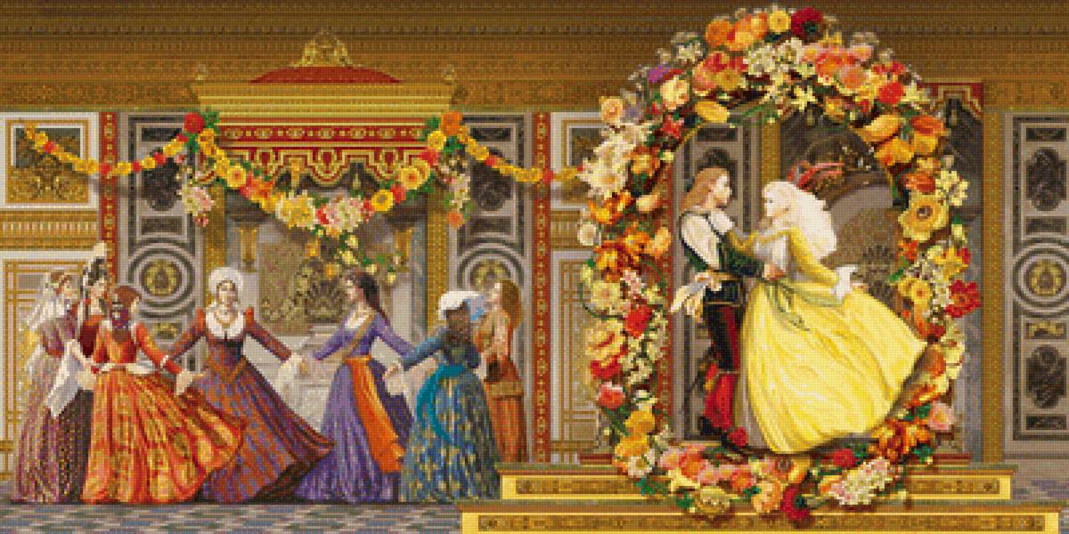 Золушка. Бал - сказка, золушка, зал, принц, танец, цветы, украшения - предпросмотр