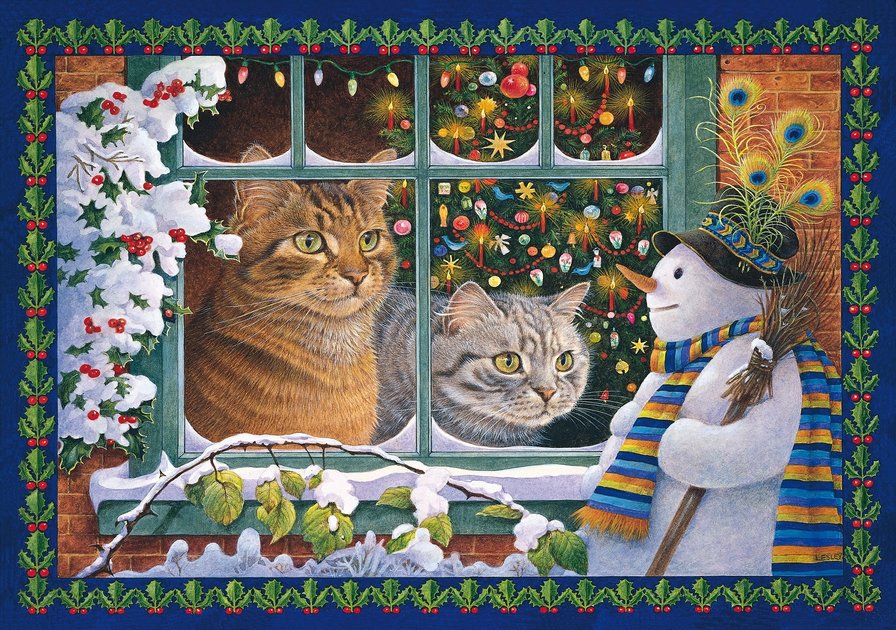 Встреча - новый год, зима, коты - оригинал