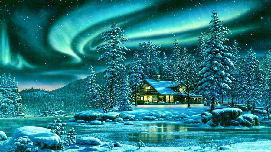 зима - дом река лес - оригинал