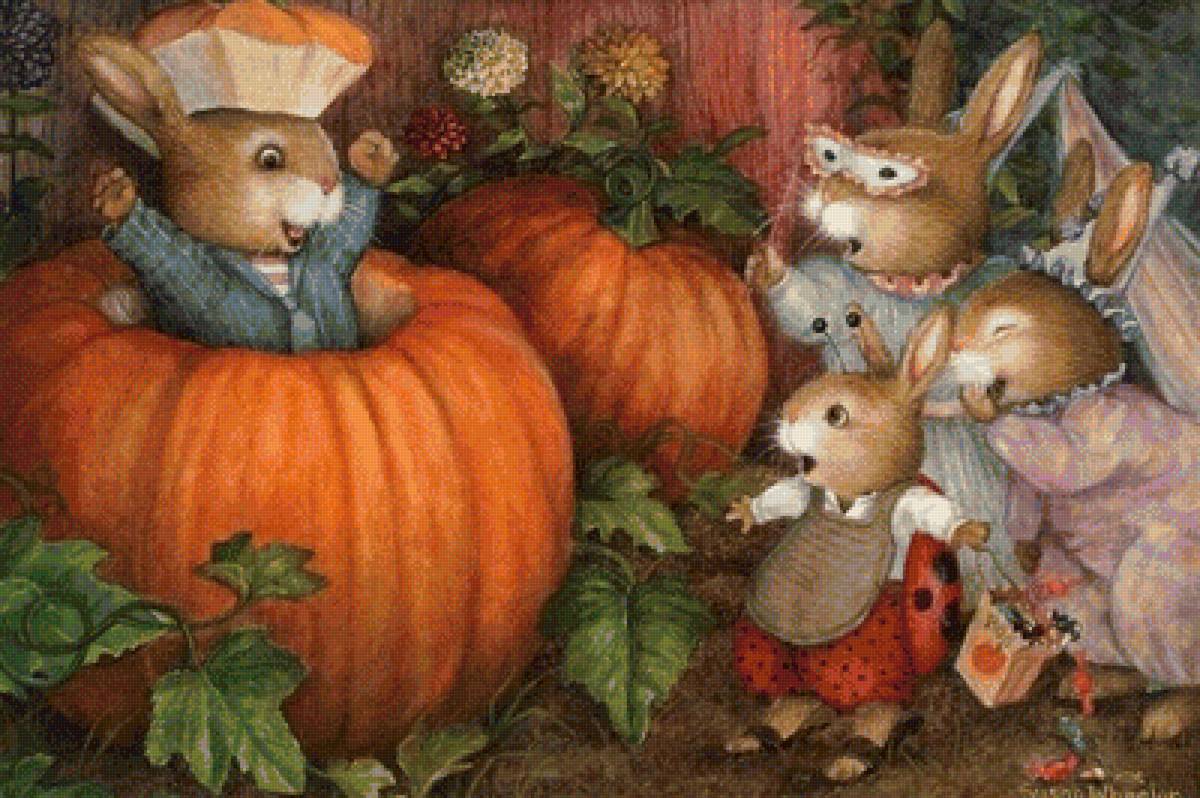 Зайчата с тыквой - игра, сказка, детство, тыква - предпросмотр