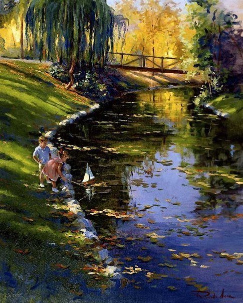 детство - кораблики, парк, дети - оригинал