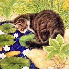 Схема вышивки «Кот и рыбки»