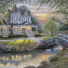 Схема вышивки «домик у пруда»