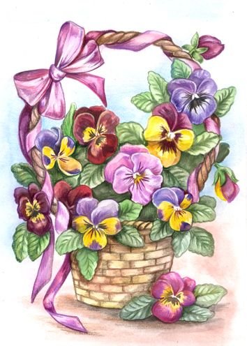 корзина анютиных глазок - оригинал