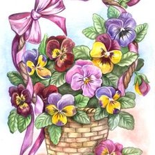 Схема вышивки «корзина анютиных глазок»