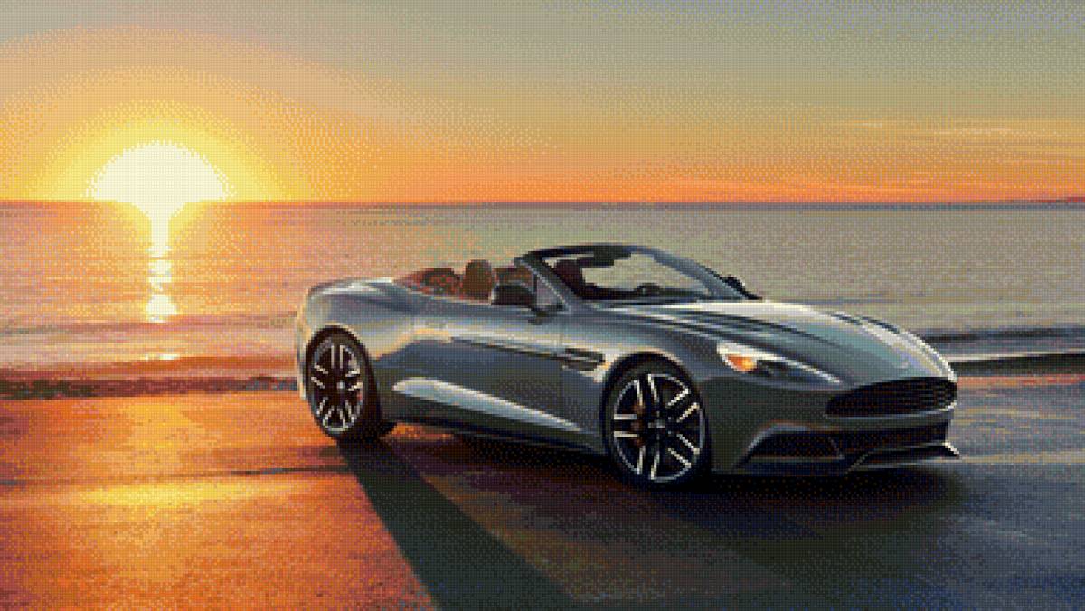 на закате - берег, закат, машина - предпросмотр