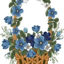 Схема вышивки «незабудки в корзине»