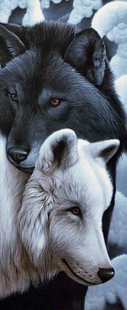Волчья пара - панель - животные, волки - предпросмотр