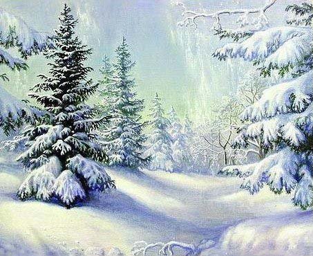 зимний лес - пейзаж, зима, картина - оригинал