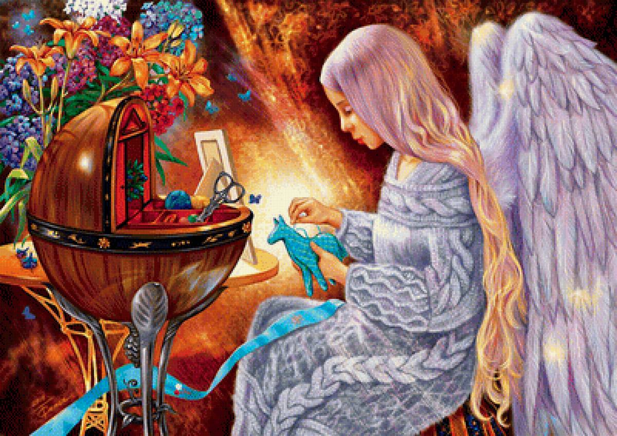 Ангел рукоделия - цветы, нитки, ангел - предпросмотр