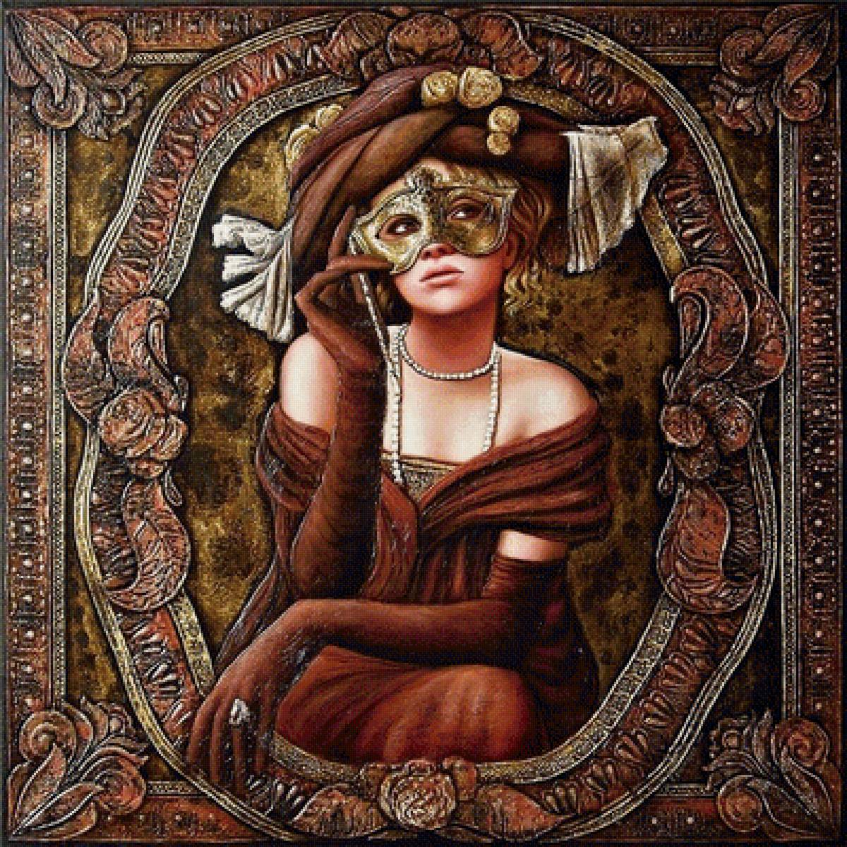 Панно "Дама в маске" - маска, девушка, венеция - предпросмотр