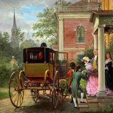 Схема вышивки «экипаж у дома»