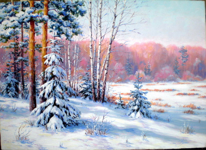 #2 - зима, солнце, деревья, дом, зимний лем, птицы, лес - оригинал