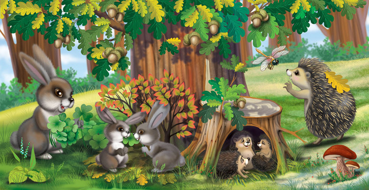 Лесные жители. - животные, сказка, лес - оригинал