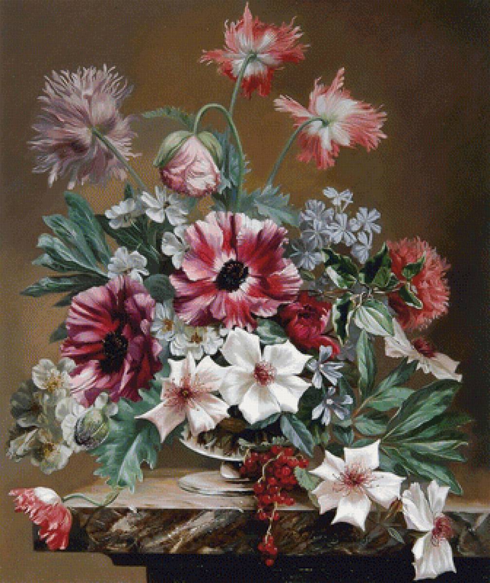 Букет с маками - живопись, цветочный натюрморт - предпросмотр