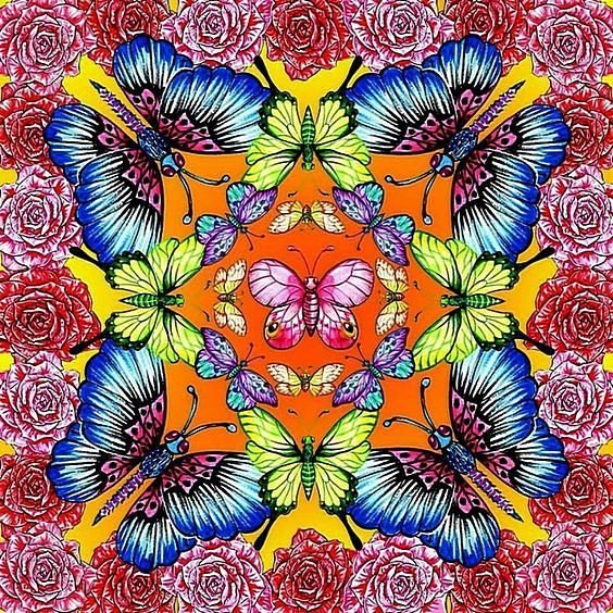 подушка - цветы, бабочки - оригинал
