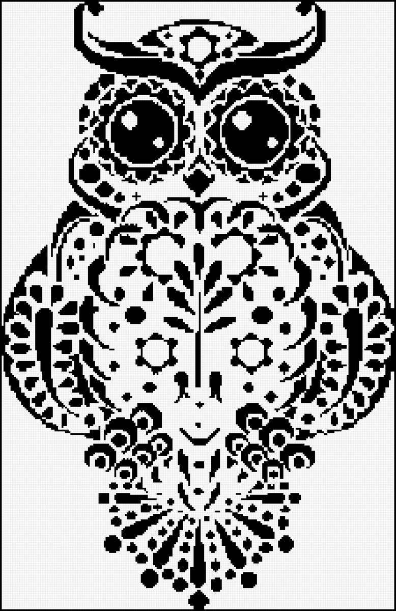 совушка - черно-белое - предпросмотр