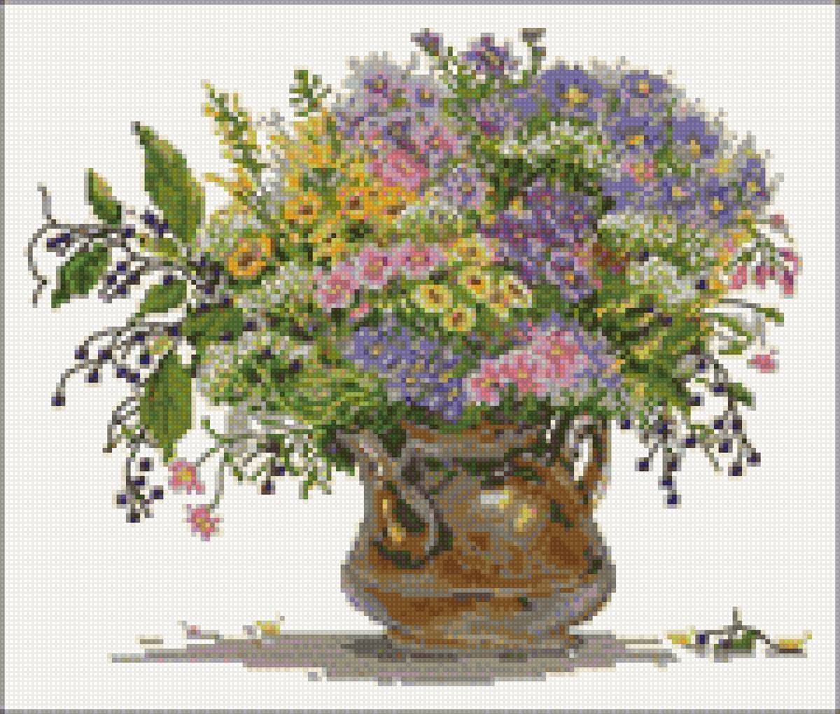 Чайник с полевыми цветами - чайник цвети - предпросмотр