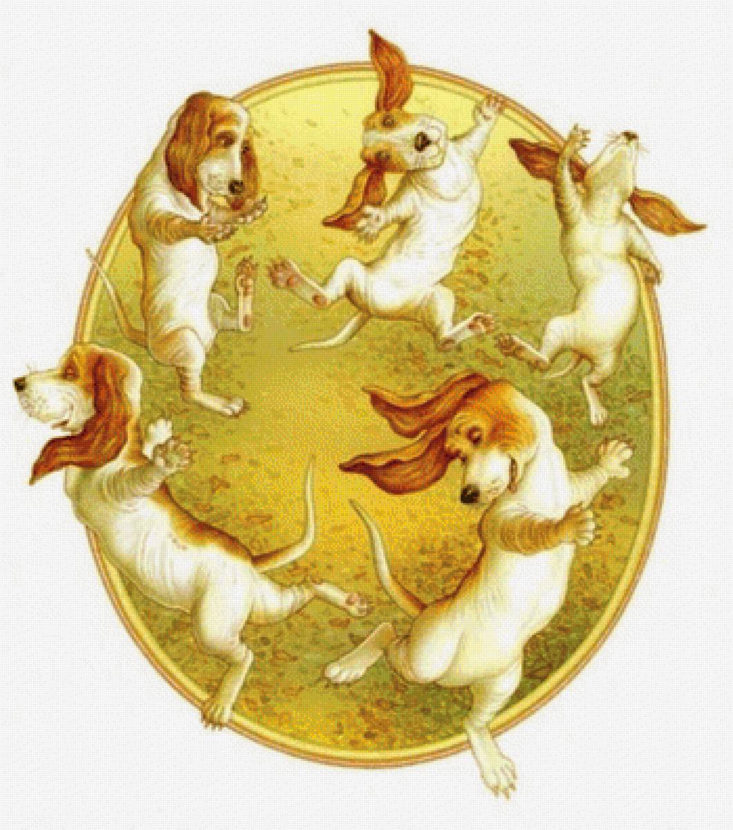 Веселые щенки - рисунок, радость, собаки - предпросмотр