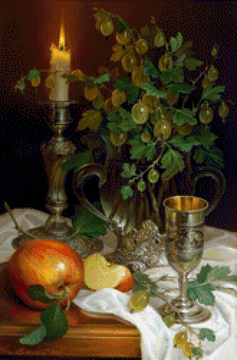 ваза с крыжовником - натюрморт - предпросмотр