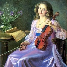 Схема вышивки «девушка со скрипкой»