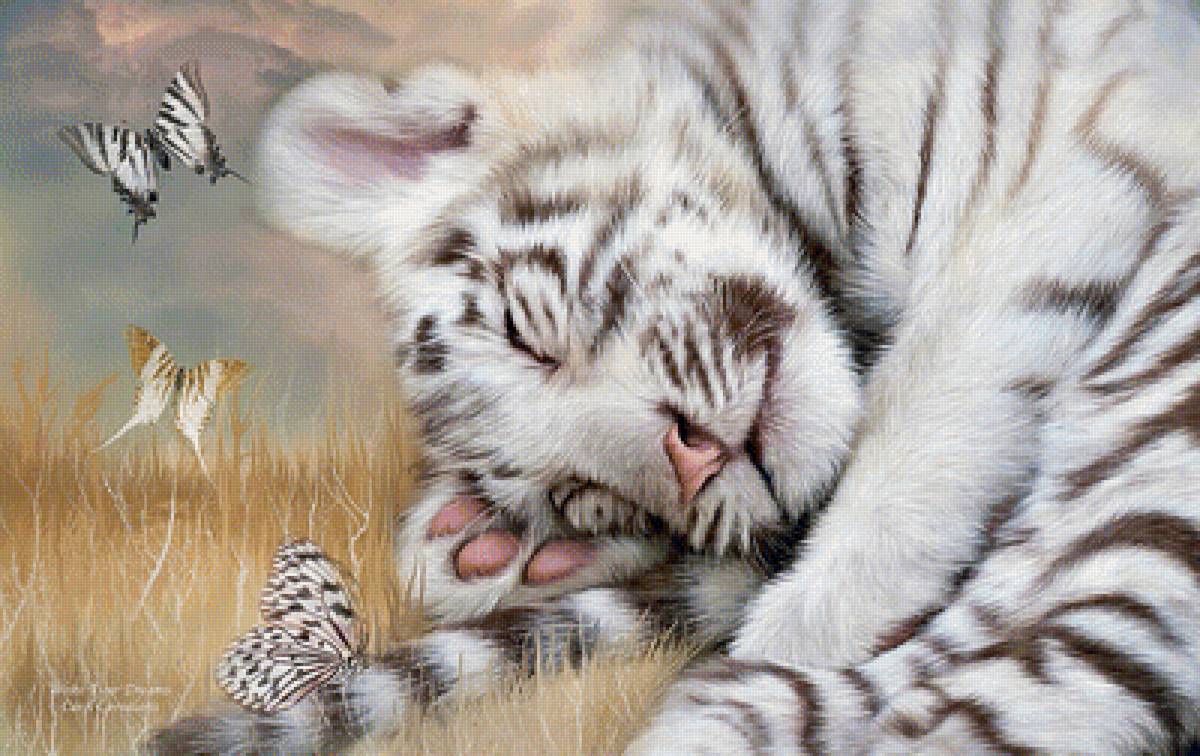 Розовый носик - лапа, трава, сон, бабочки, животные - предпросмотр