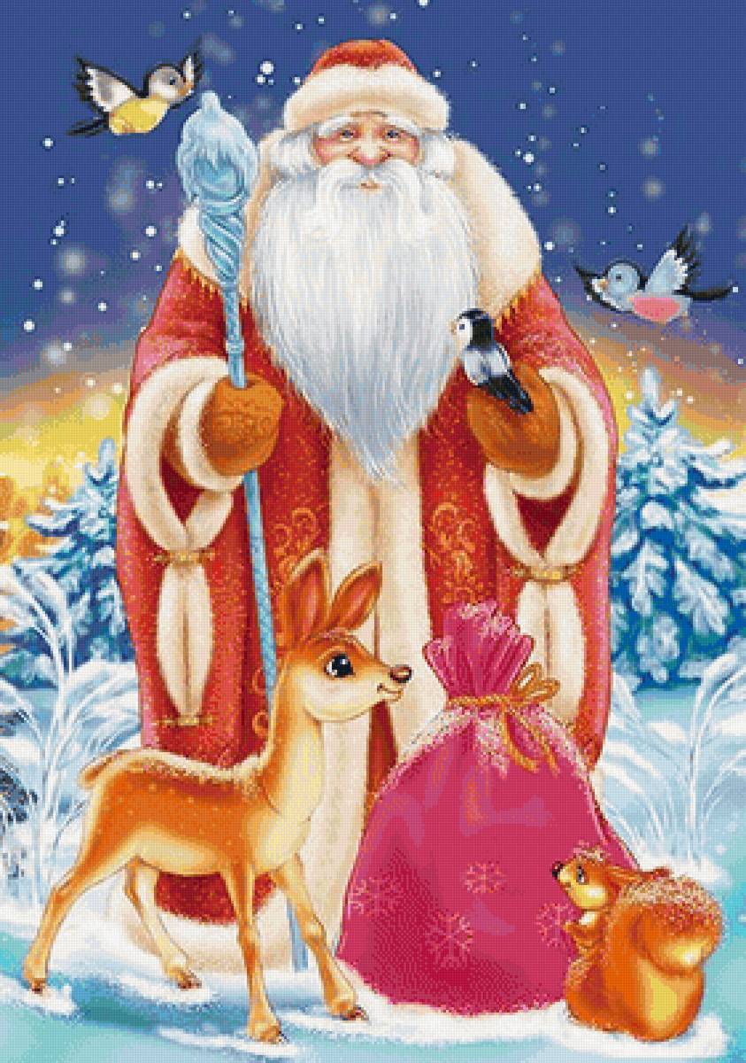 новогодняя открытка - дед мороз, новый год - предпросмотр