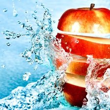 Схема вышивки «красное яблоко на голубом»