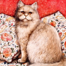 Оригинал схемы вышивки «Кот на красном фоне.» (№1618263)