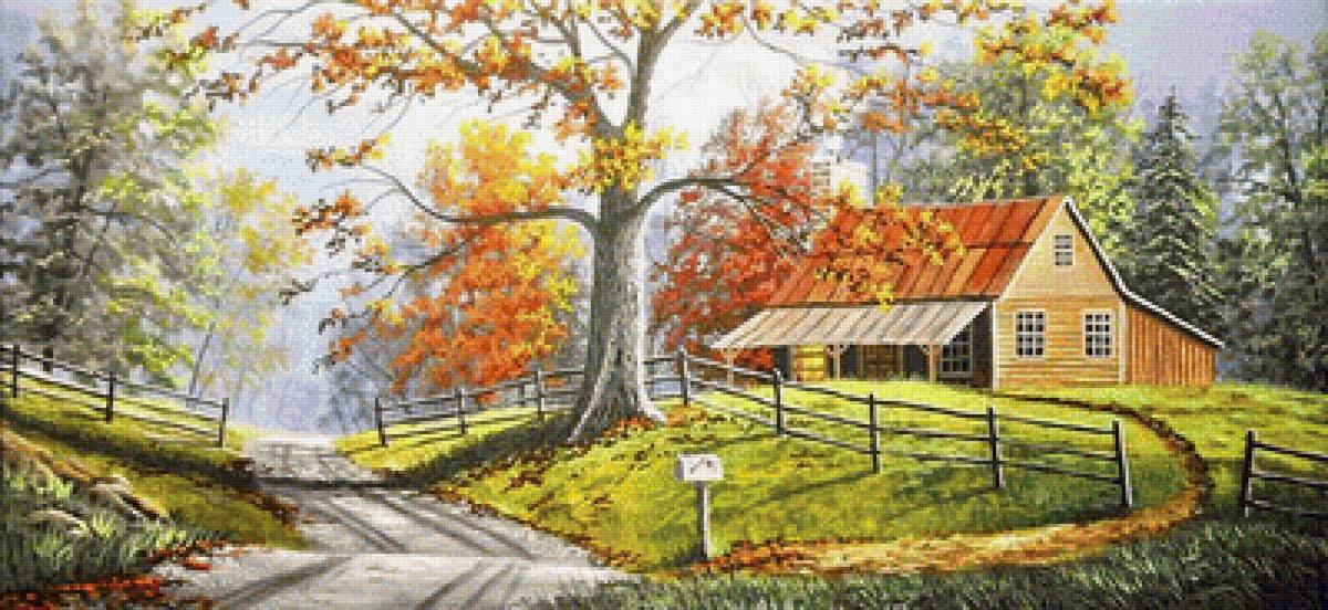 солнечная осень - осень, картина, пейзаж, природа - предпросмотр