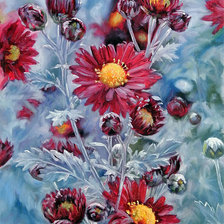 Схема вышивки «Осенние хризантемы»