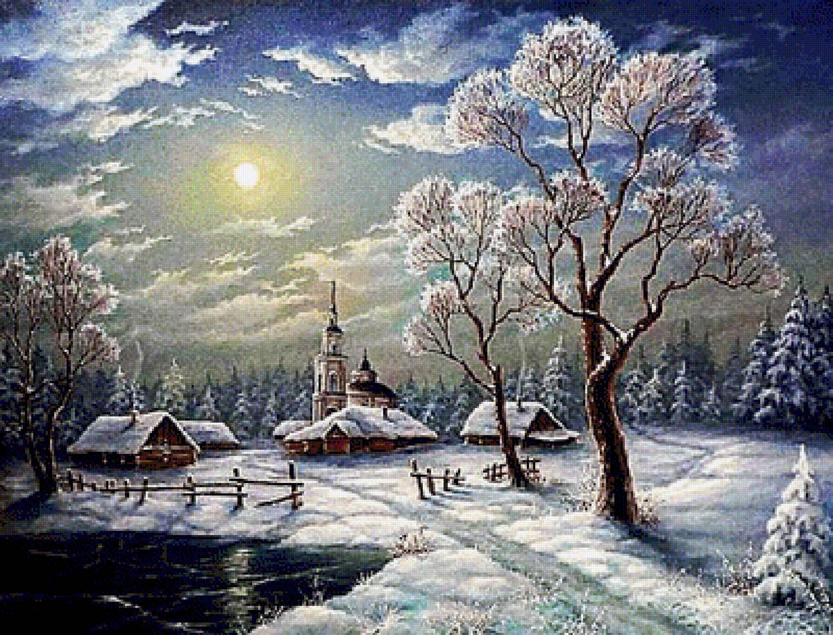 №1619046 - живопись., зима, пейзаж - предпросмотр