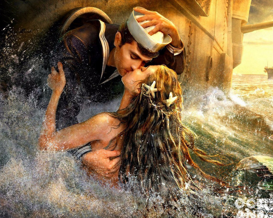 поцелуй - русалка, море - оригинал