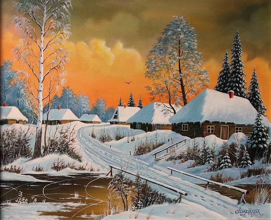 Зимний пейзаж - зима - оригинал