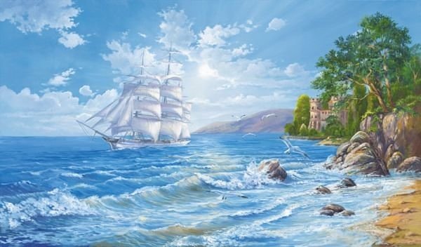 Корабль - берег, корабль, море - оригинал