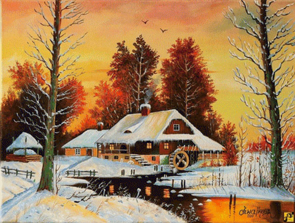 młyn w zimowej szacie - предпросмотр