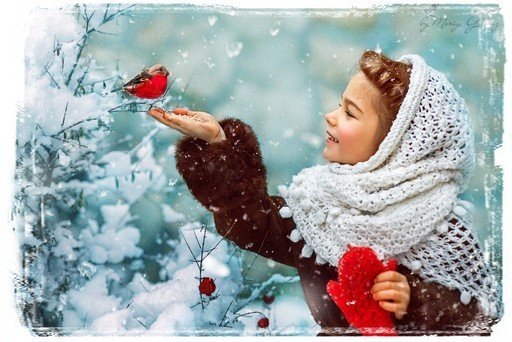 птахи - зима, природа - оригинал