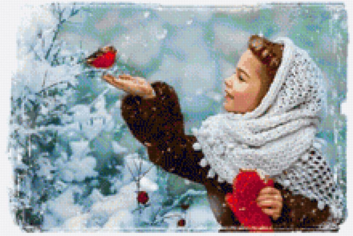 птахи - зима, природа - предпросмотр