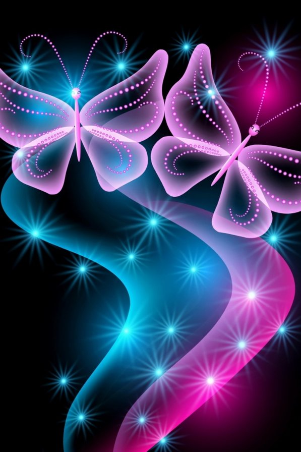 бабочки - две, яркие цвета, бабочка - оригинал