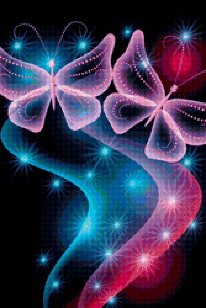 бабочки - две, бабочка, яркие цвета - предпросмотр