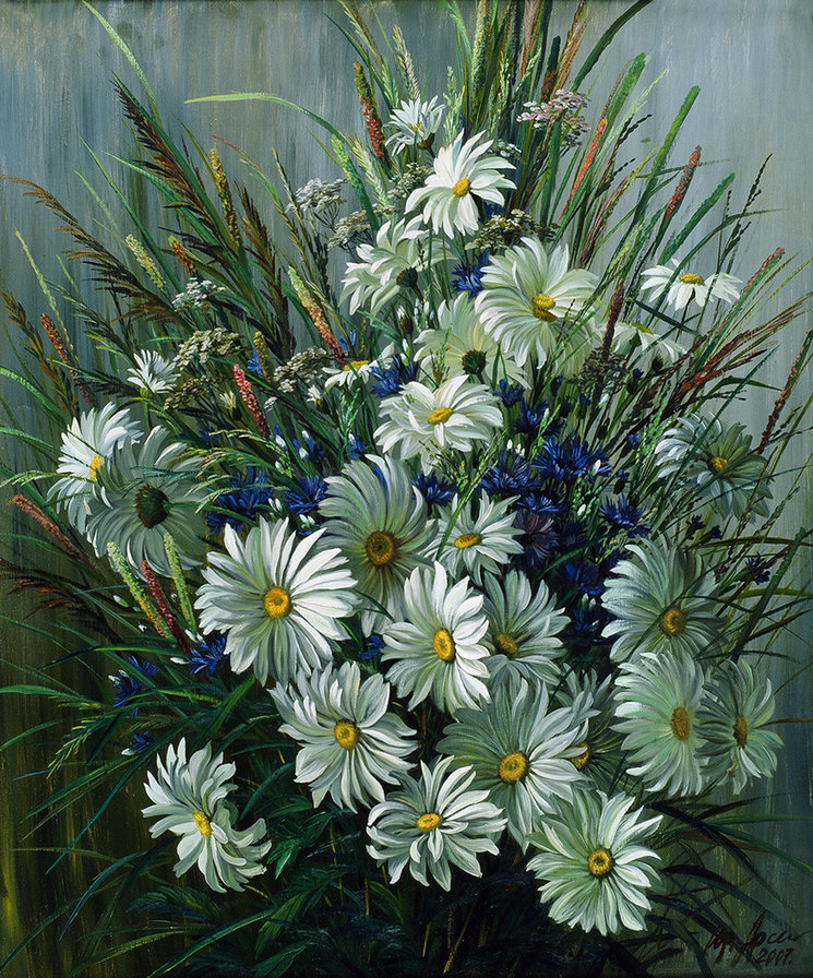 Полевые цветы - живопись, цветы - оригинал
