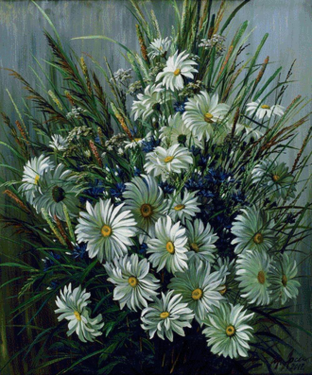 Полевые цветы - живопись, цветы - предпросмотр