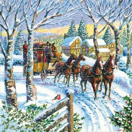 зимняя пргулка - зима, пейзаж, картина - оригинал