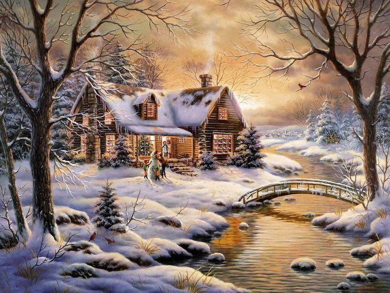 Зимний домик - оригинал