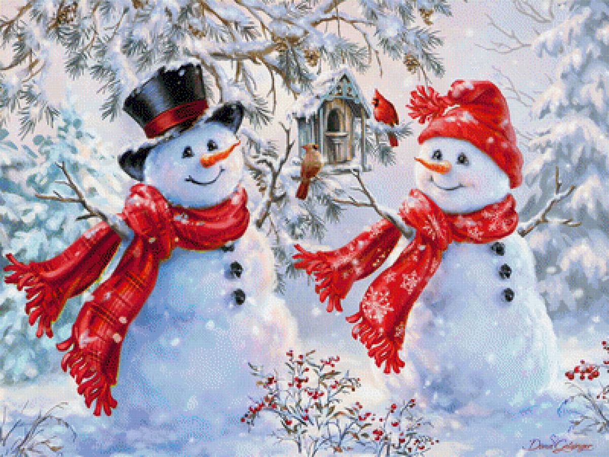 Новый год - снеговики - предпросмотр