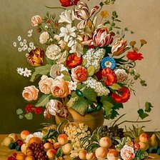 kytica,váza,ovocie